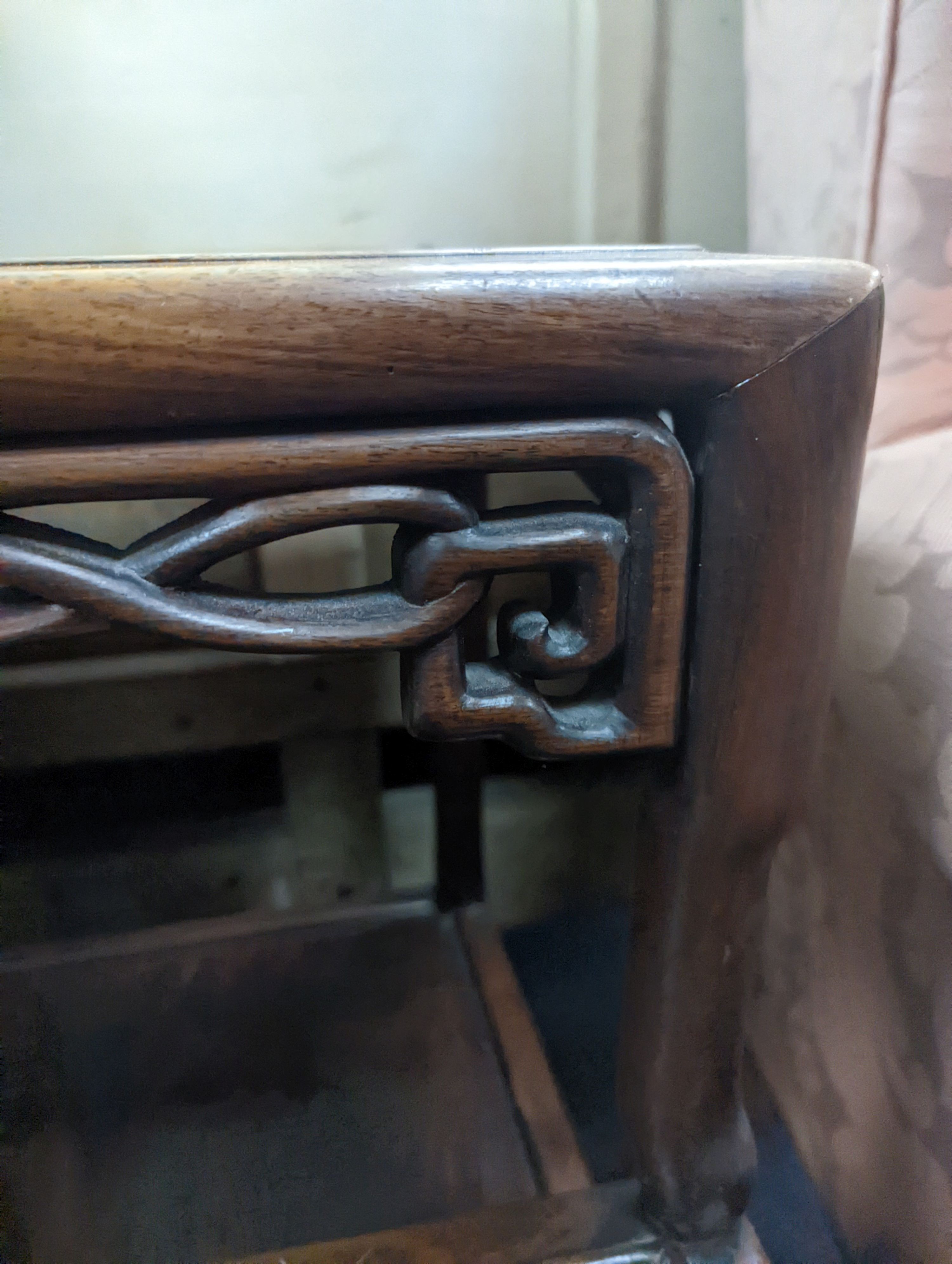 A Chinese hardwood two tier table, width 80cm, depth 38cm, height 80cm